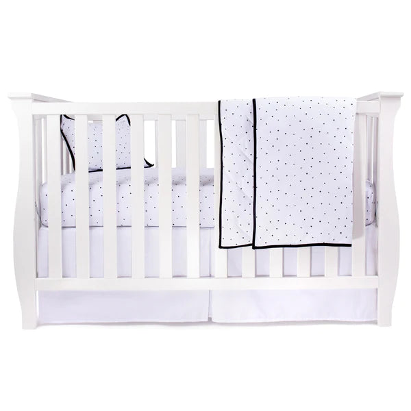 Four Piece Baby Crib Set I BLACK & WHITE POLKA DOT DESIGN