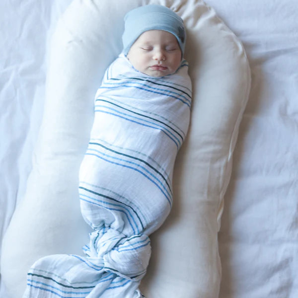 Cotton Muslin Swaddle Blanket - BLUE RAINBOW COLLECTION - 2 PACK