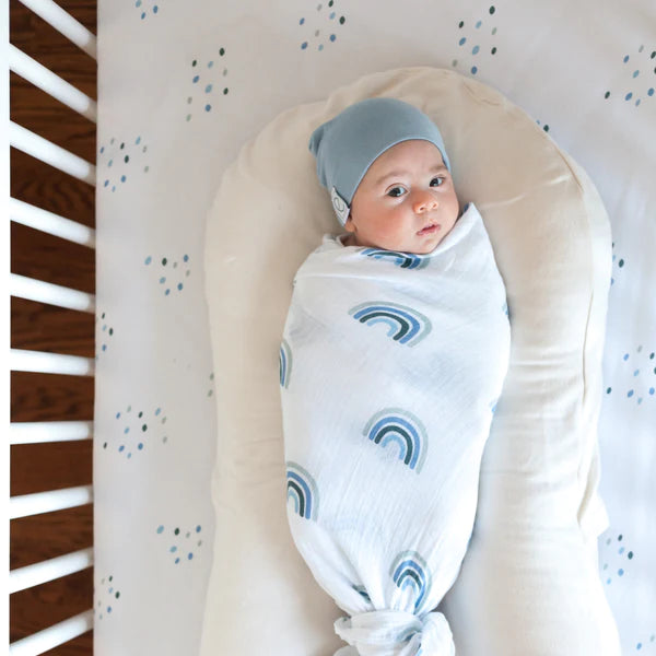 Cotton Muslin Swaddle Blanket - BLUE RAINBOW COLLECTION - 2 PACK