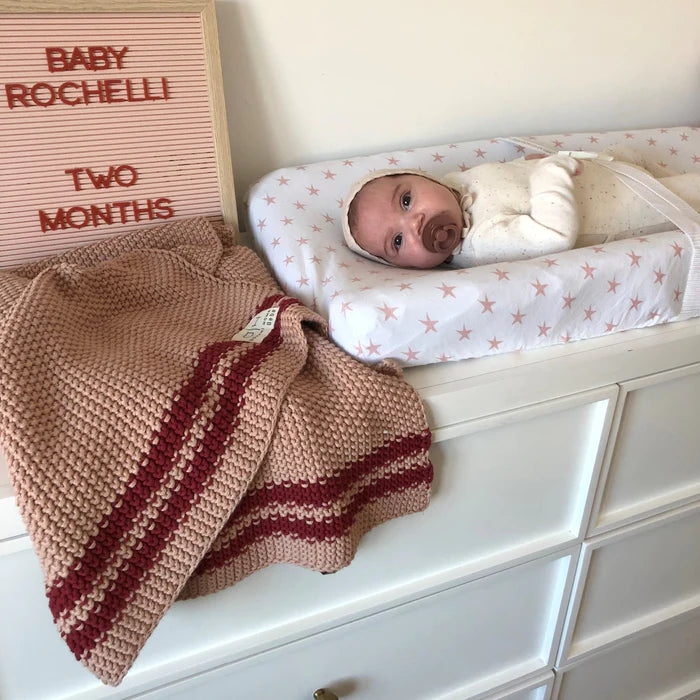 Changing Pad Cover / Cradle Sheet Set I MAUVE PINK STARS