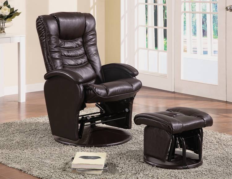 Casual Glider Recliner with Matching Ottoman
