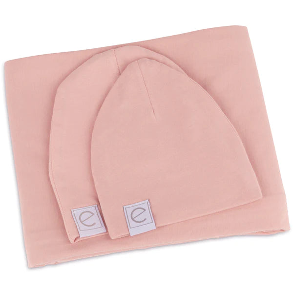 Jersey Knit Cotton Swaddle Blanket and Beanie Gift Set - PINK
