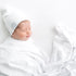 Jersey Knit Cotton Swaddle Blanket and Beanie Gift Set - WHITE