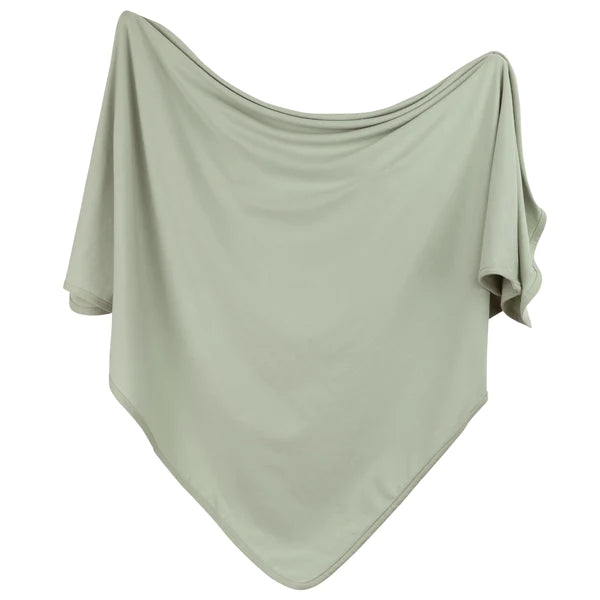 Jersey Knit Cotton Swaddle Blanket and Beanie Gift Set - SAGE