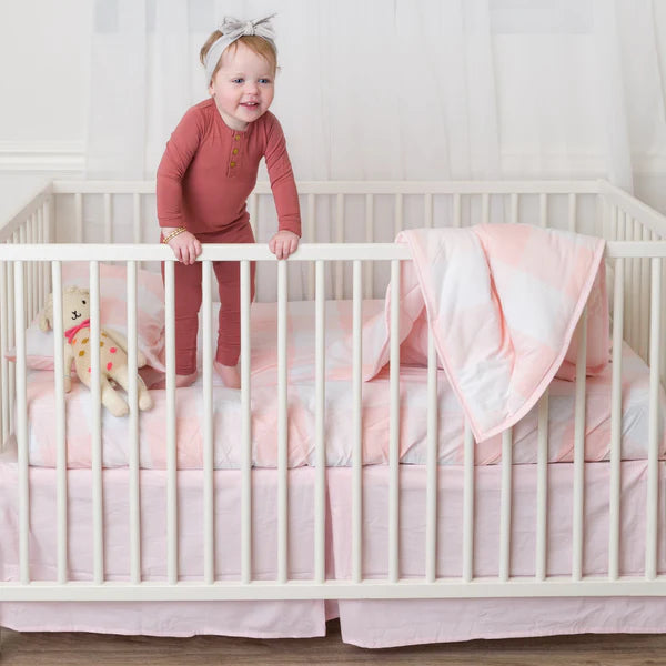 Four Piece Baby Crib Set I PINK GINGHAM DESIGN