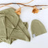 Jersey Knit Cotton Swaddle Blanket and Beanie Gift Set - KHAKI