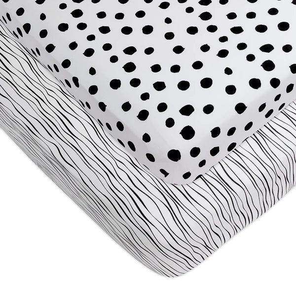 Crib Sheet Set I BLACK AND WHITE ABSTRACT