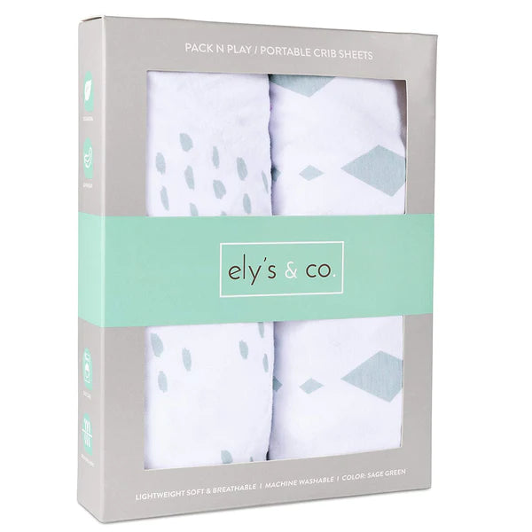 Pack N Play I Portable Crib Sheet Set - SAGE DIAMOND