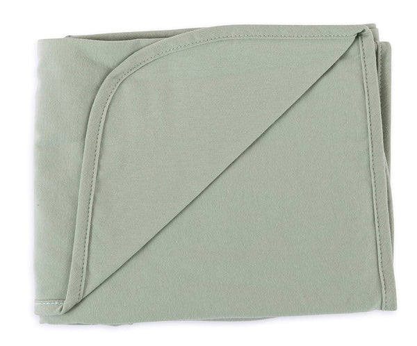 Jersey Knit Cotton Swaddle Blanket and Beanie Gift Set - SAGE