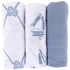 Cotton Muslin Swaddle Blanket - BLUE NAUTICAL - 3 PACK