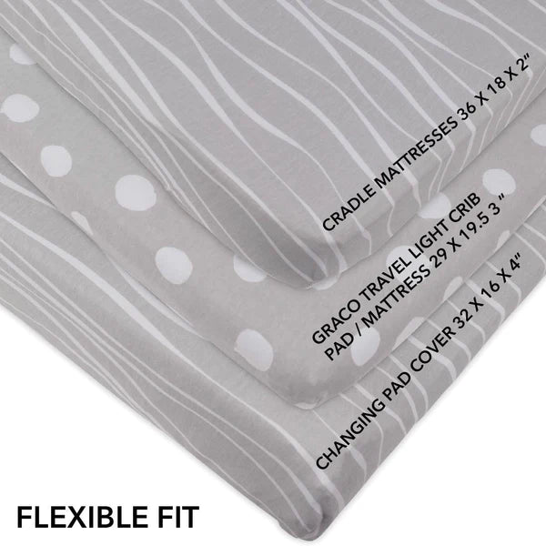 Changing Pad Cover / Cradle Sheet Set I GREY AND WHITE ABSTRACT