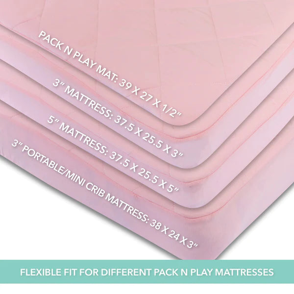 Quilted Waterproof Pack N Play / Portable Crib Sheet I PINK