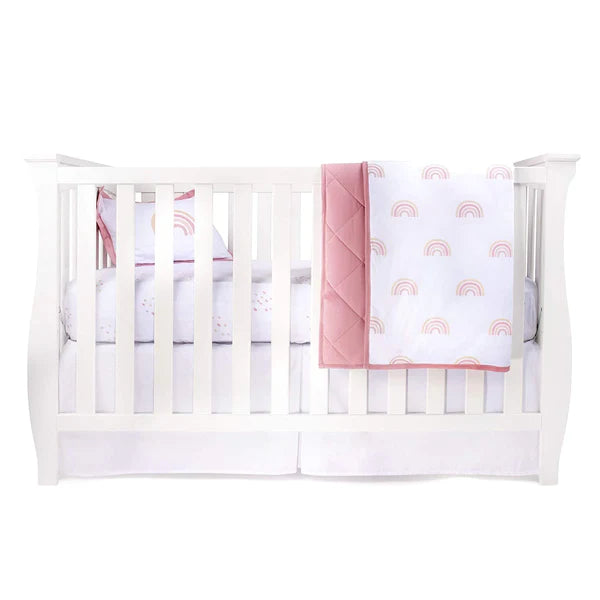 Four Piece Baby Crib Set I DUSTY PINK RAINBOW