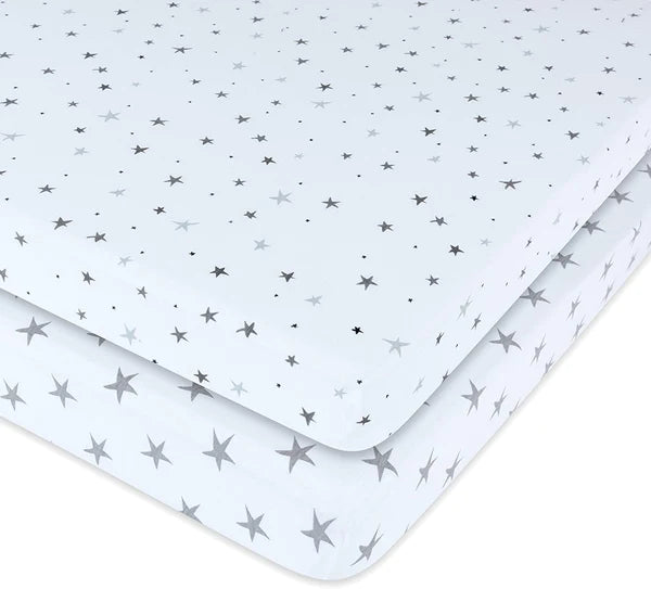 Waterproof Crib Sheet Set I GREY STARS